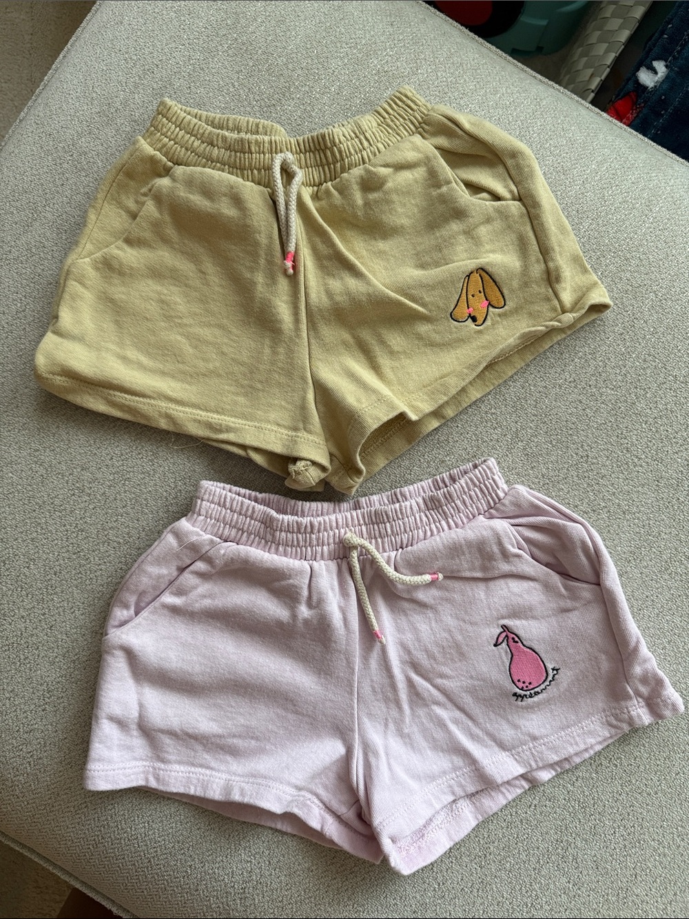 Zara Kids Cotton Drawstring Shorts - Yellow & Light Pink